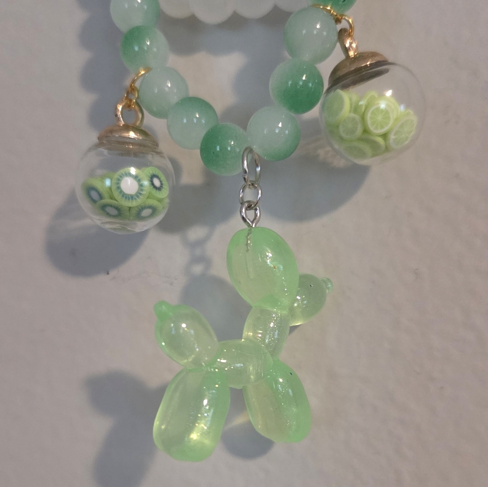 Stretchy Balloon Dog And Fruit Bracelet Set